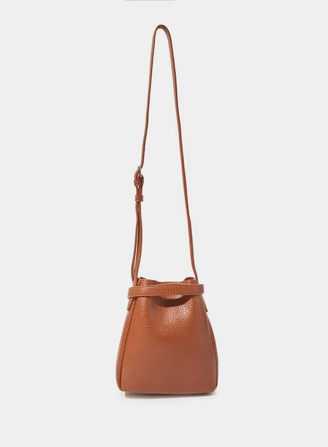 ستايلي Brown Textured Bucket Crossbody Bag