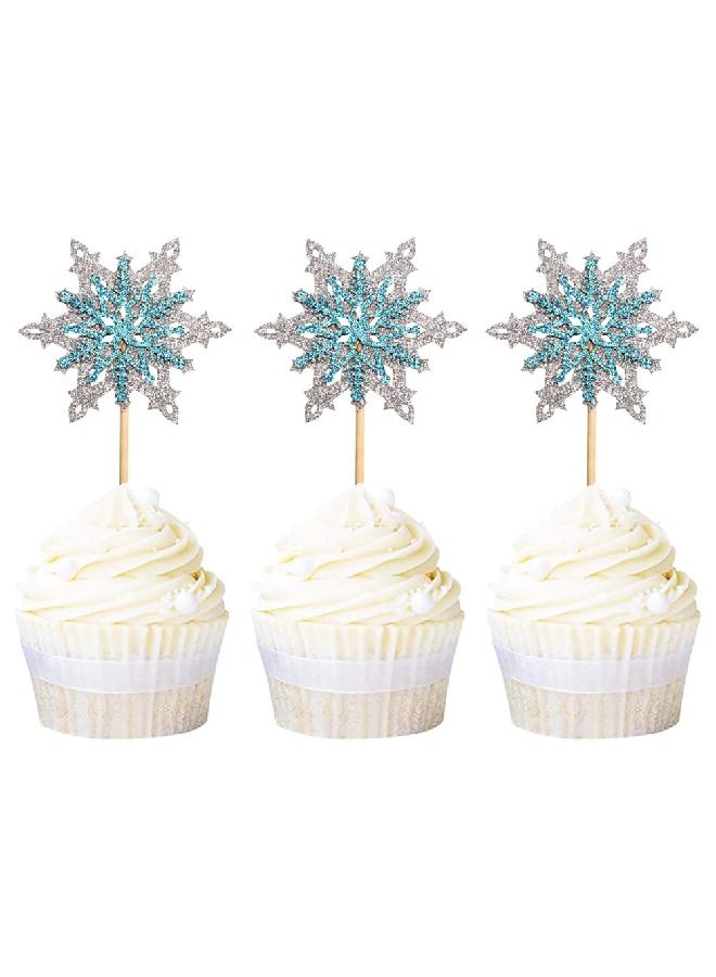 ThePartyPopper Snowflakes Cupcake Toppers Pack of 24 Pieces  - Image 1