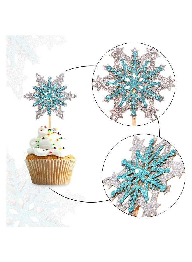 ThePartyPopper Snowflakes Cupcake Toppers Pack of 24 Pieces  - Image 2
