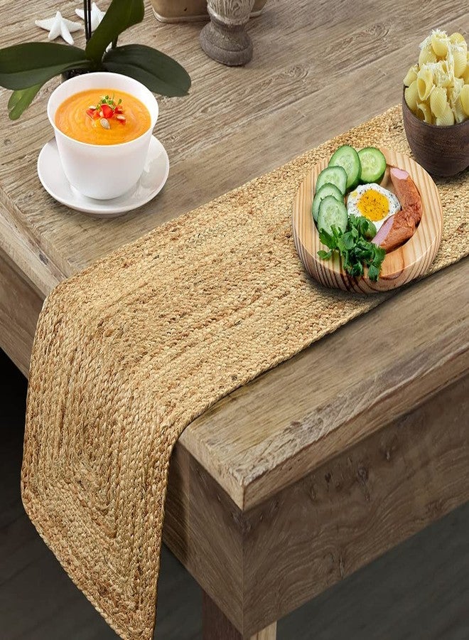 pepme Jute Table Runner, Braided Handmade Natural Color Handwoven Rectangular Mat for Dining Table, Floor, Bed ( Beige, 54x12) - Image 1