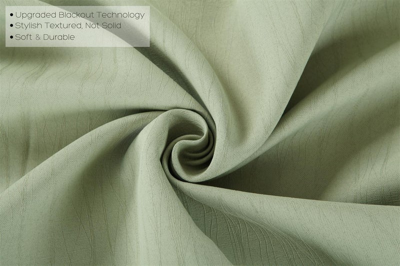 MIUCO Blackout Curtains Room Darkening Curtains Textured Grommet Panels for Living Room 2 Panels 52x84 Inch Long Sage - Image 3