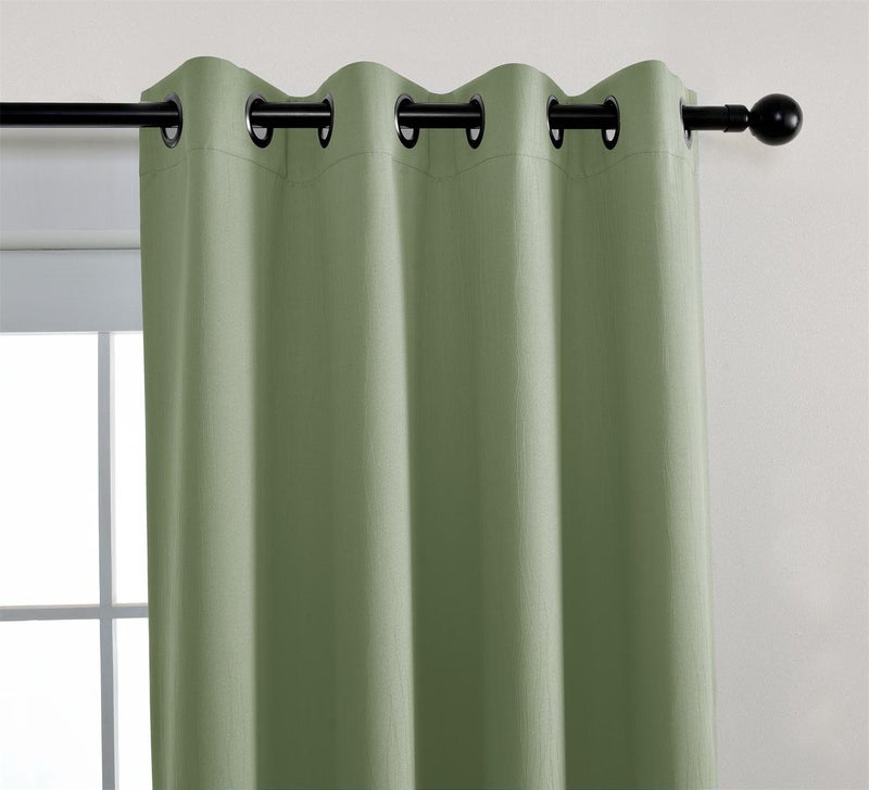 MIUCO Blackout Curtains Room Darkening Curtains Textured Grommet Panels for Living Room 2 Panels 52x84 Inch Long Sage - Image 2