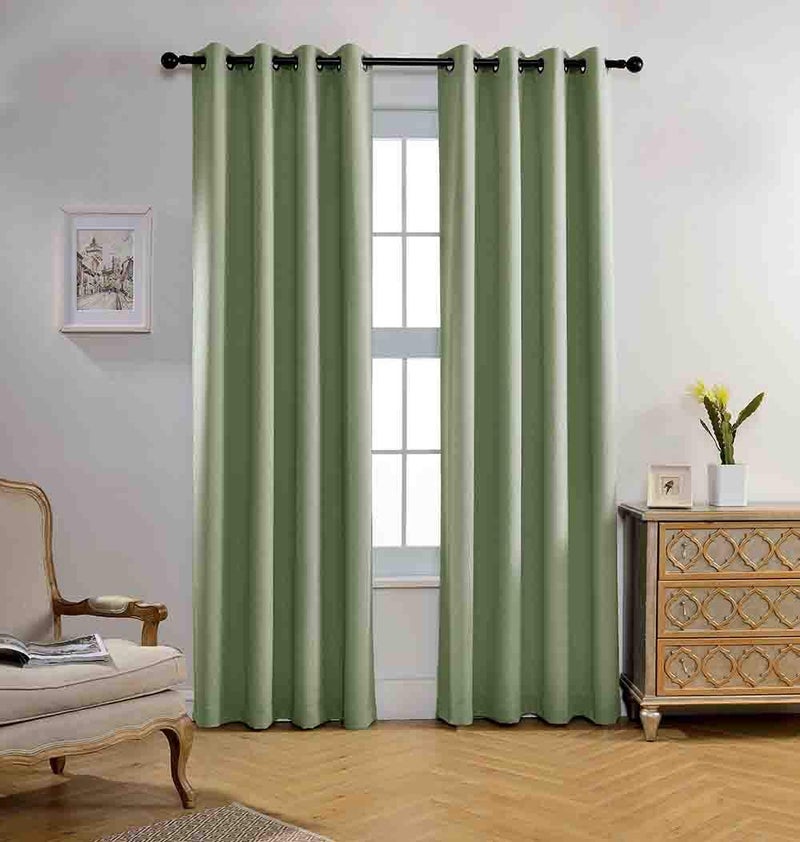 MIUCO Blackout Curtains Room Darkening Curtains Textured Grommet Panels for Living Room 2 Panels 52x84 Inch Long Sage - Image 1