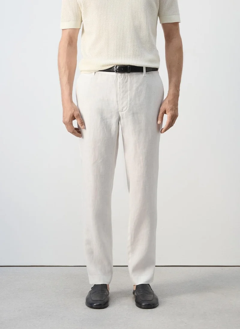 مانجو مان Slim-Fit 100% Linen Trousers