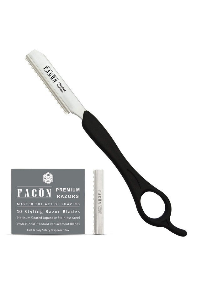 FACON Facón Professional Hair Styling Thinning Texturizing Cutting Faether Razor + 10 Replacement Blades - Image 1