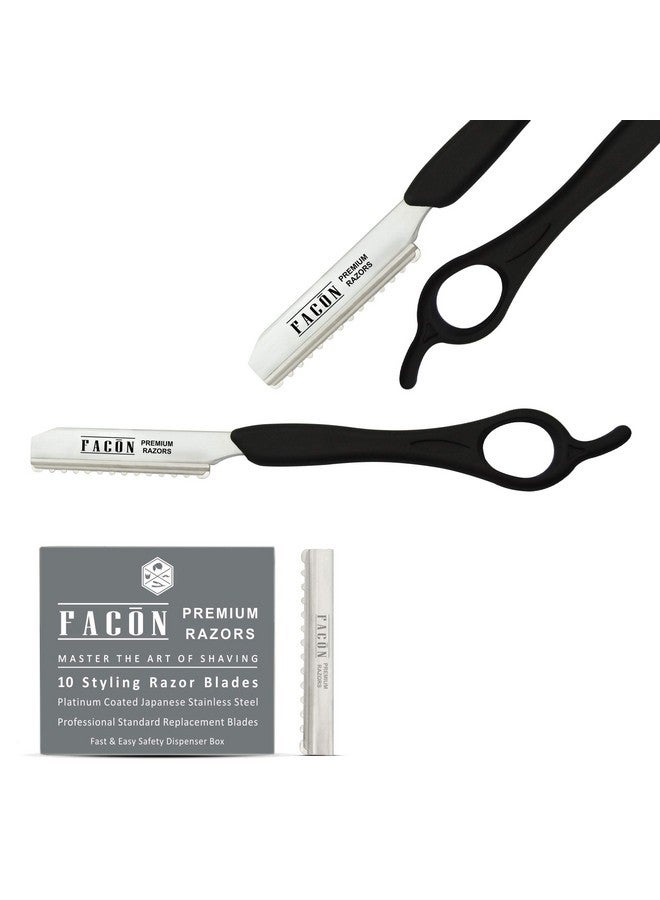 FACON Facón Professional Hair Styling Thinning Texturizing Cutting Faether Razor + 10 Replacement Blades - Image 2