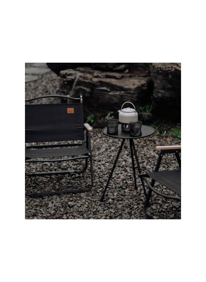 Beauenty Height Adjustable Camping Table, Lightweight Portable Outdoor Table With Carrying Bag, 38Cm Waterproof Abs Tabletop, Aluminium Alloy Tripod Support (Black) - Image 3