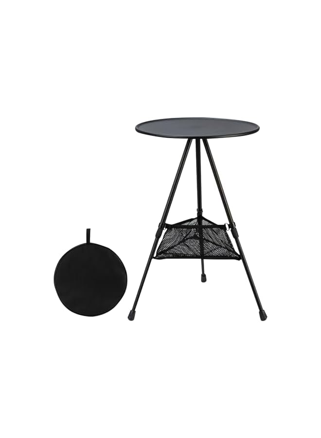 Beauenty Height Adjustable Camping Table, Lightweight Portable Outdoor Table With Carrying Bag, 38Cm Waterproof Abs Tabletop, Aluminium Alloy Tripod Support (Black) - Image 2
