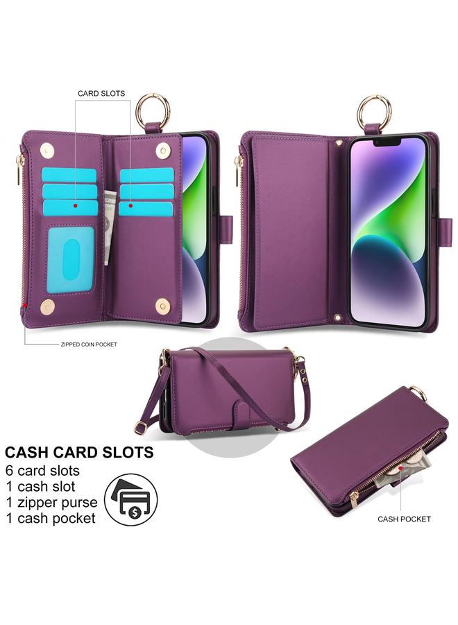 زبون حافظة جلدية متعددة الوظائف لهاتف iPhone 12 mini مع حلقة كروس بودي - Image 2