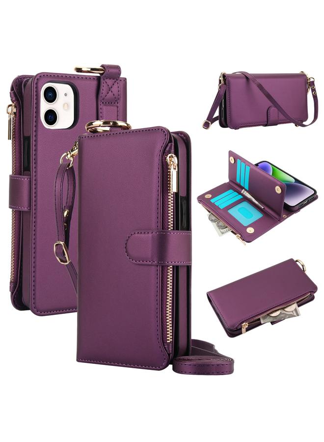 زبون حافظة جلدية متعددة الوظائف لهاتف iPhone 12 mini مع حلقة كروس بودي - Image 1