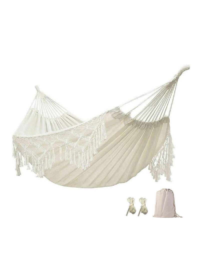 Arabest Hammock Large Double Deluxe Hammock Swing Bed with Carry Bag White  - Image 1