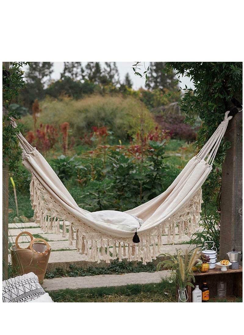 Arabest Hammock Large Double Deluxe Hammock Swing Bed with Carry Bag White  - Image 4