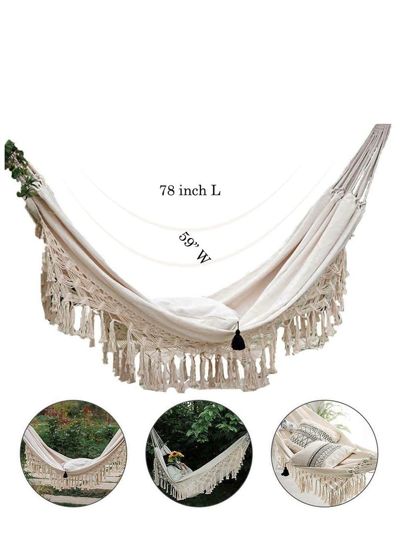 Arabest Hammock Large Double Deluxe Hammock Swing Bed with Carry Bag White  - Image 5