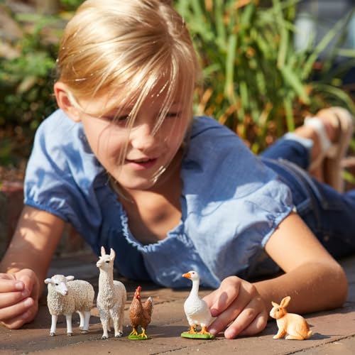 Schleich Farm World 5PC Cute Farm Animal Figurine Bundle with Toy Rabbit Sheep Llama Chicken and Goose Realistic Barnyard Figure Play Set Educational Toys for Toddlers Kids Ages 3 77536 - Image 3