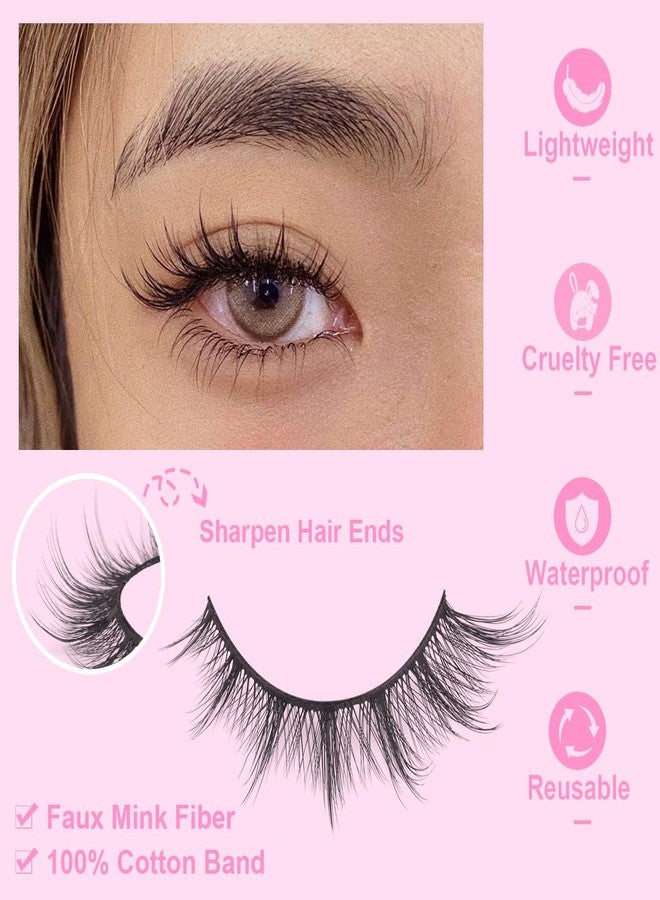 Kiromiro False Lashes Natural Look Wispy Eyelashes Manga Korean Spiky 16mm Short Faux Mink Eyelashes Cat Eye Natural Fake Eyelashes Strip Lashes Pack 14 Pairs - Image 2
