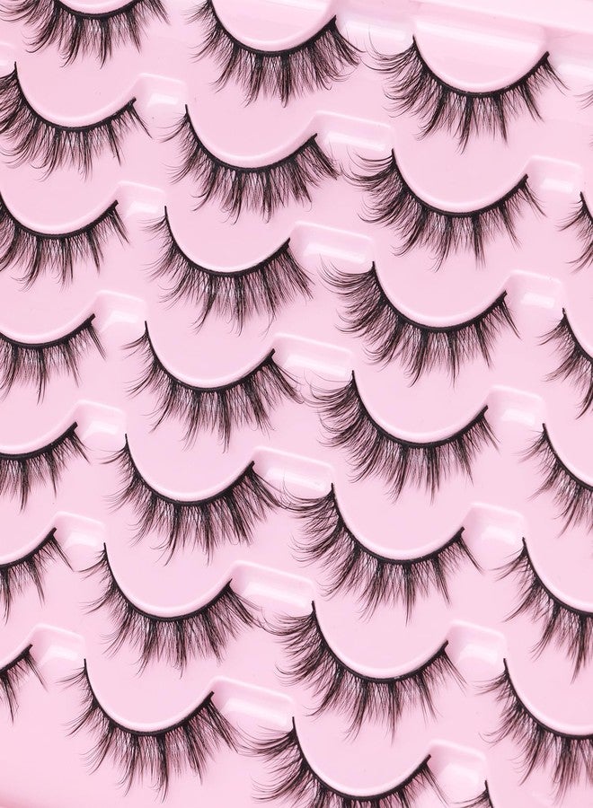Kiromiro False Lashes Natural Look Wispy Eyelashes Manga Korean Spiky 16mm Short Faux Mink Eyelashes Cat Eye Natural Fake Eyelashes Strip Lashes Pack 14 Pairs - Image 3