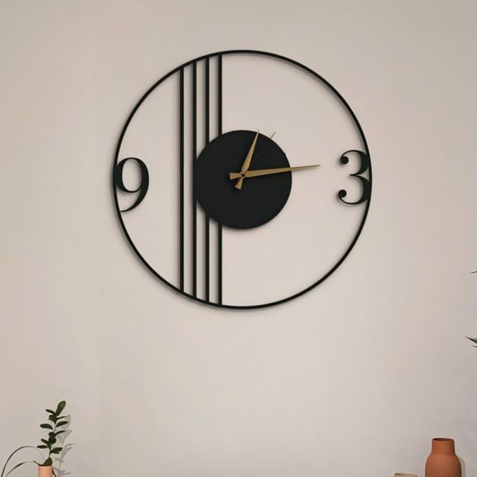 WALL CLOCK FOR HOME STYLISH 18 INCH COLOUR BLACK ART UNIQUE ANTIQUE STYLE BEAUTIFUL MODERN LOOK METAL IRON OFFICE DECOR
