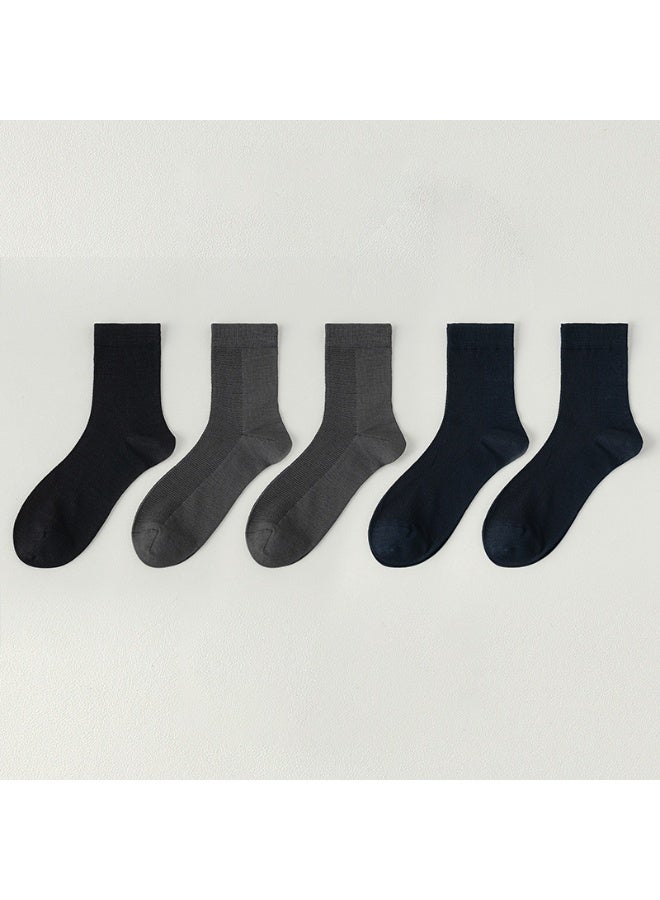 Shougu Summer Thin Men's Business Mid Tube Socks 5 Piece Set 