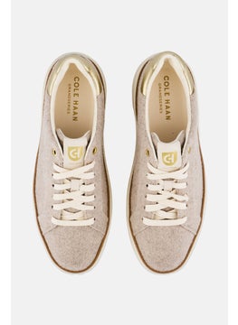 COLE HAAN Women Medium Lace Up Casual Shoes, Oatmeal/Gold  - Image 3