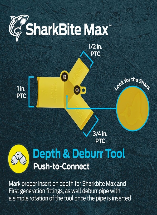 SharkBite 1/2 Inch to 1 Inch Depth Gauge and Pipe Deburring Tool, Copper, PEX, CPVC, PE-RT, HDPE, UR702A - Image 2