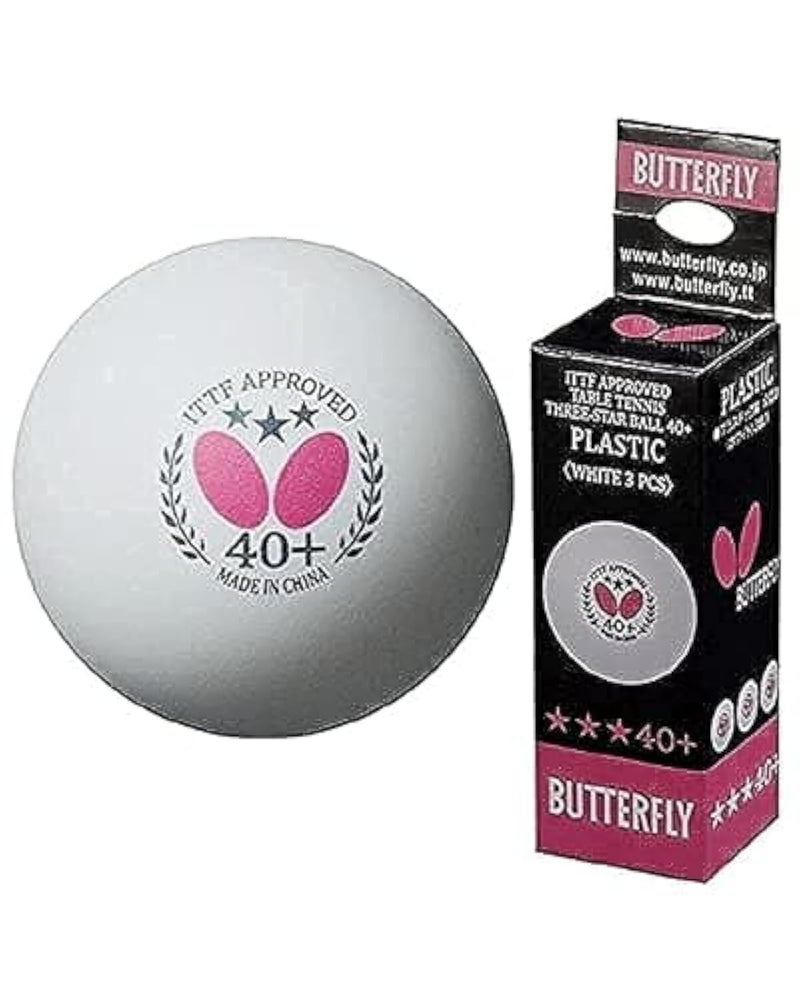 Butterfly Stiga FTT-33 Table Tennis Ball 3 Pieces, White