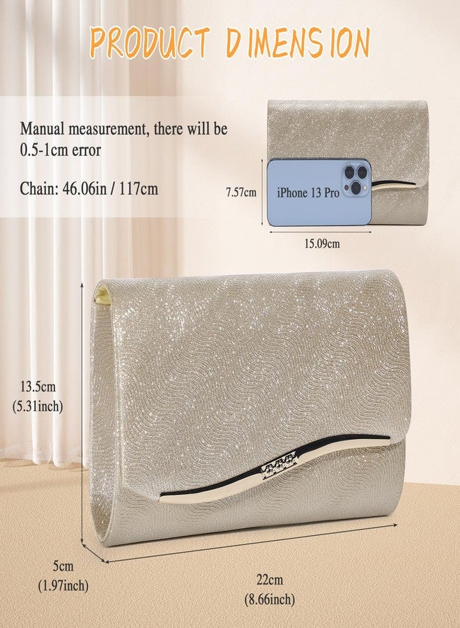 UBAYMAX Evening Bag Clutch Purses for Women Lady Girl Handbags Crossbody Bag Wedding Bag for Prom Cocktail Party Wedding Engagement (Gold), Gold - C, Evening Bag - Image 5