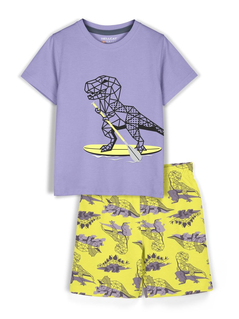 HELLCAT Boys Dress Clothing Set Combo with Tshirts & Shorts - Pack 1 Lavender 1-2 Years - Image 1