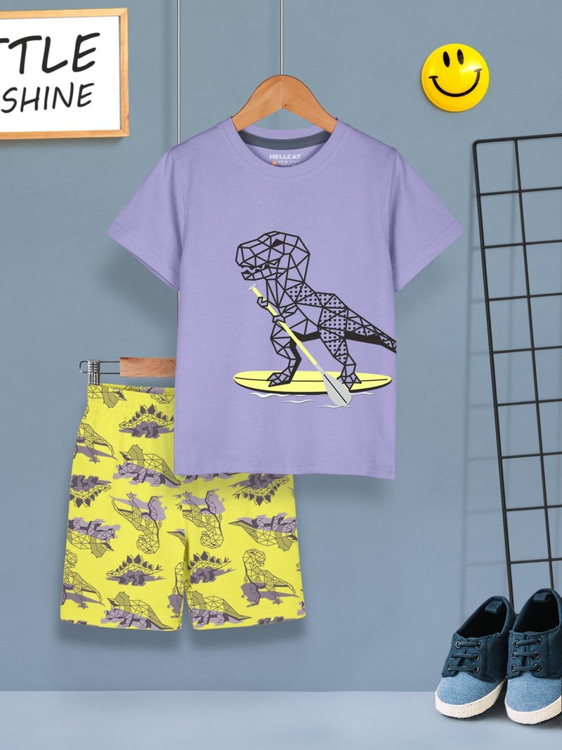 HELLCAT Boys Dress Clothing Set Combo with Tshirts & Shorts - Pack 1 Lavender 1-2 Years - Image 2