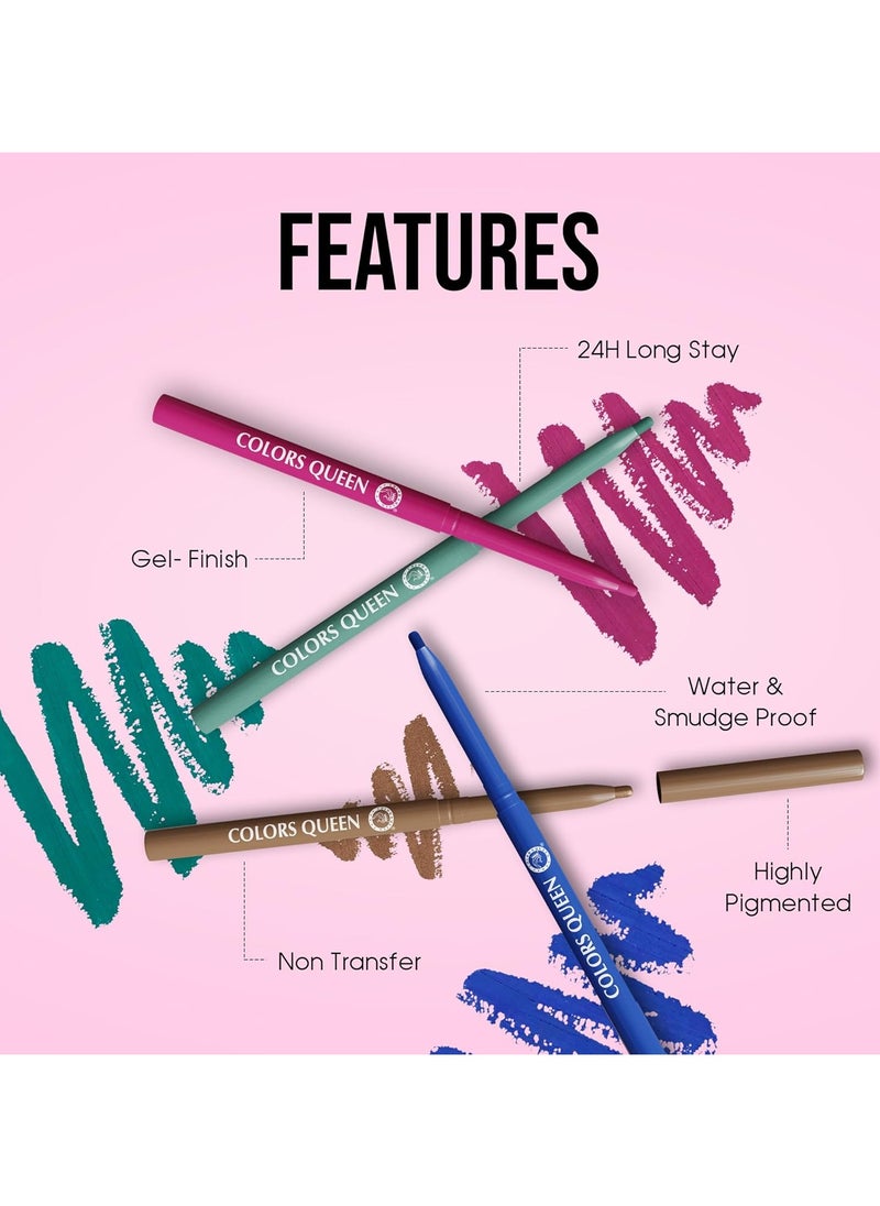 COLORS QUEEN Extreme Color Kajal 01 Black Night 0.4g Smooth One Stroke Ultra Creamy Non Transfer Smudge Proof Waterproof Women Lasts Up to 16hrs  - Image 3