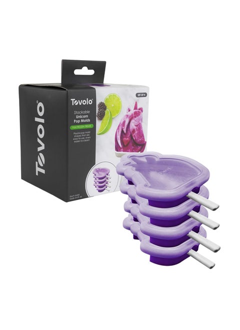 Tovolo Silicone Popsicle Molds with Sticks 4Pack Unicorn  Reusable Ice Pop Molds for Homemade Flavored Ice Pops  Frozen Snacks  Stackable Popsicle Maker with Lid Dishwasher Safe  BPAFree
