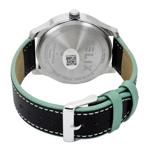Helix by Timex Analog Watch for Man with Green Round Dial & Black Leather Strap Band Water Resistant Men's Wrist Watches - TW043HG25 - Image 3