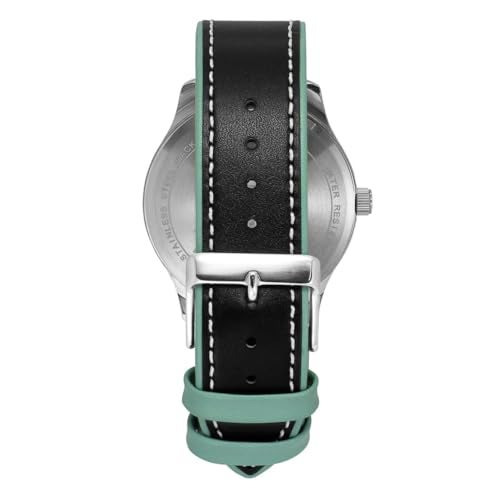 Helix by Timex Analog Watch for Man with Green Round Dial & Black Leather Strap Band Water Resistant Men's Wrist Watches - TW043HG25 - Image 5