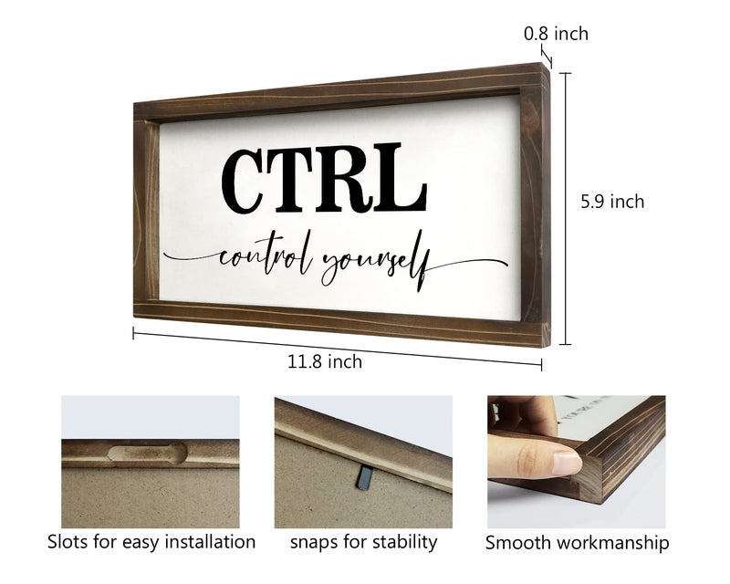 Pinetree Art Rustic Wooden Office Decor - CTRL ALT DEL Framed Motivational Wall Art - Inspirational Positive Quotes Wall Hanging, Set of 3 (6"x12"x3) - Image 2
