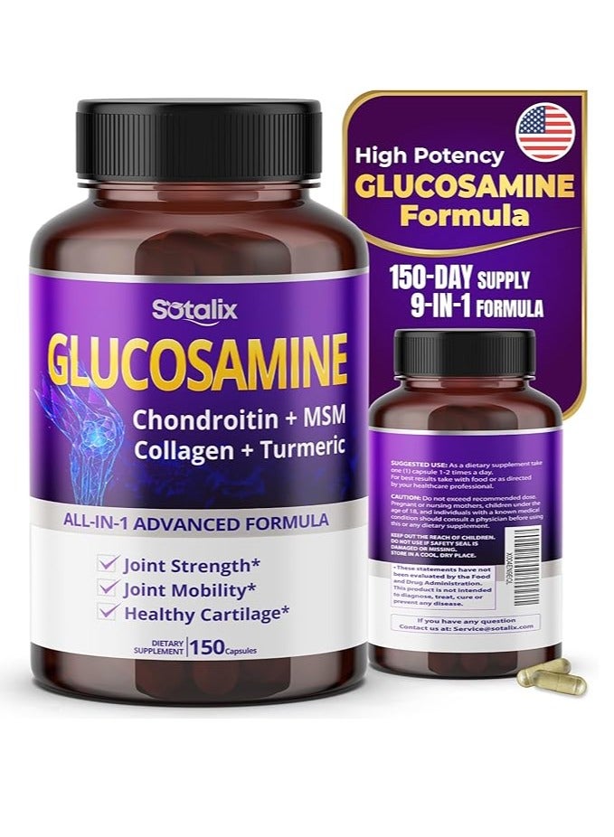 SOTALIX Glucosamine 9,550mg with Chondroitin MSM Collagen Turmeric for Joint 150 caps