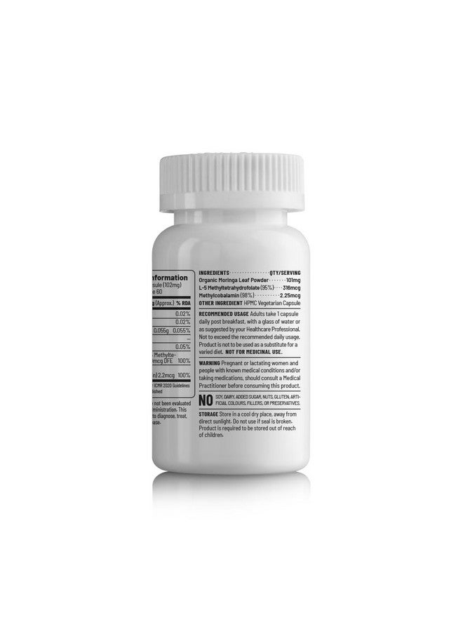 Unived Basics B12+Folate | Vitamin B12 (Methylcobalamin) with 5-MTHF BioAvailable Folate | Essential for Vegetarians | 60 Capsules - Image 3