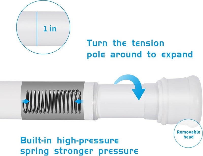 Home-Cloud HomeCloud Expandable Shower Curtain Rod, Extendable Room Divider without Drilling, Adjustable Shower Rod, Sturdy & Rust Resistant Rod (White Pack Of 1, Extendable- 110 to 200 Cm) - Image 3