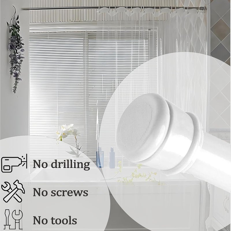 Home-Cloud HomeCloud Expandable Shower Curtain Rod, Extendable Room Divider without Drilling, Adjustable Shower Rod, Sturdy & Rust Resistant Rod (White Pack Of 1, Extendable- 110 to 200 Cm) - Image 4