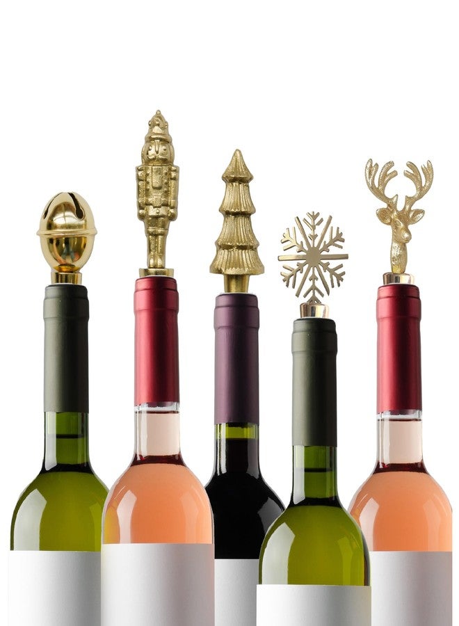 ماري سكوير 46953 سدادة زجاجة نبيذ معدنية على شكل جرس الغابة من رقائق الذهب مقاس 5 بوصات، إكسسوار بار لعيد الميلاد - Image 4