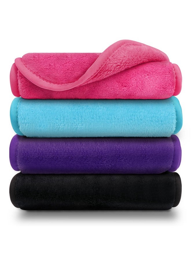 Orighty Makeup Remover Cloths Pack of 4, Reusable Microfiber Facial Cleansing Cloths, Remove Instantly Dirt, Makeup&Waterproof Mascara with Just Water, 15.5 x 7.5 in, Blue/Purple/Black/Pink - Image 1