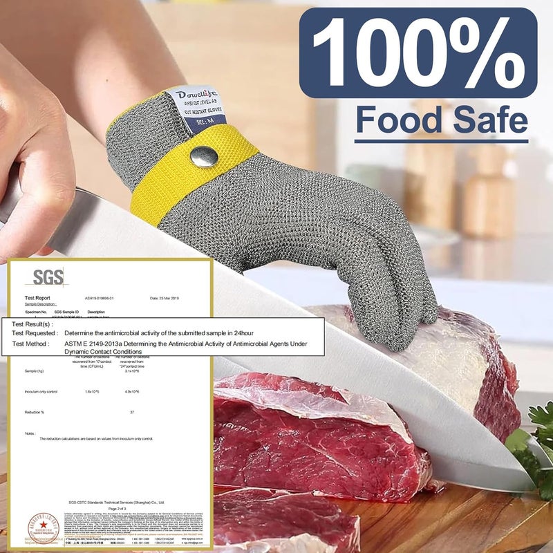 Dowellife ANSI A9 Cut Resistant Glove Food Grade, Stainless Steel Mesh Metal Knife Cutting Glove for Butcher Oyster Shucking Kitchen Mandoline Chef Slicing Fish Fillet(X-Large-3 Pcs) - Image 4