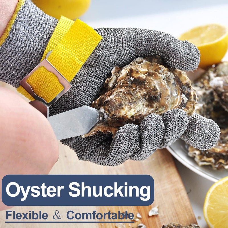 Dowellife ANSI A9 Cut Resistant Glove Food Grade, Stainless Steel Mesh Metal Knife Cutting Glove for Butcher Oyster Shucking Kitchen Mandoline Chef Slicing Fish Fillet(X-Large-3 Pcs) - Image 5