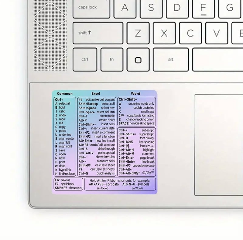 MAKTEM Windows Keyboard Shortcut Stickers with Purple Blue as Keyboard Guide, Excel and Word Function Shortcut, PC Office Cheat Sheet for Window, Mac, Vinyl, 1PC (Window PurplePink) - Image 2