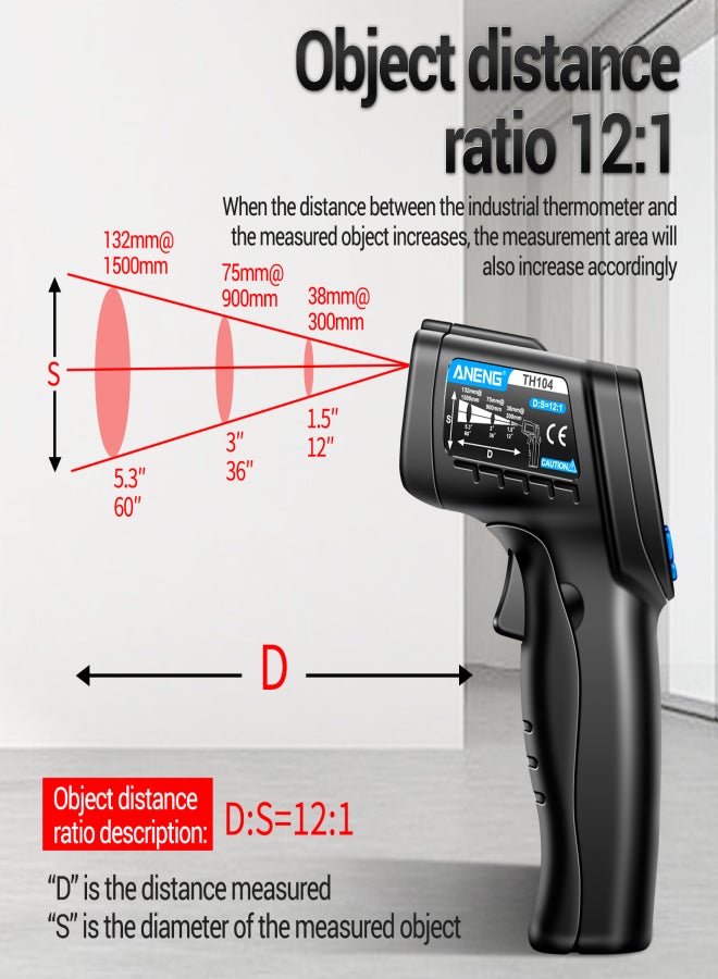 ANENG TH104 Non-Contact Infrared Thermometer-50℃~550℃ Backlight VA Screen Infrared Thermometer Industrial Thermometer High Precision Kitchen Handheld IR Temperature Tester with Adjustable - Image 4