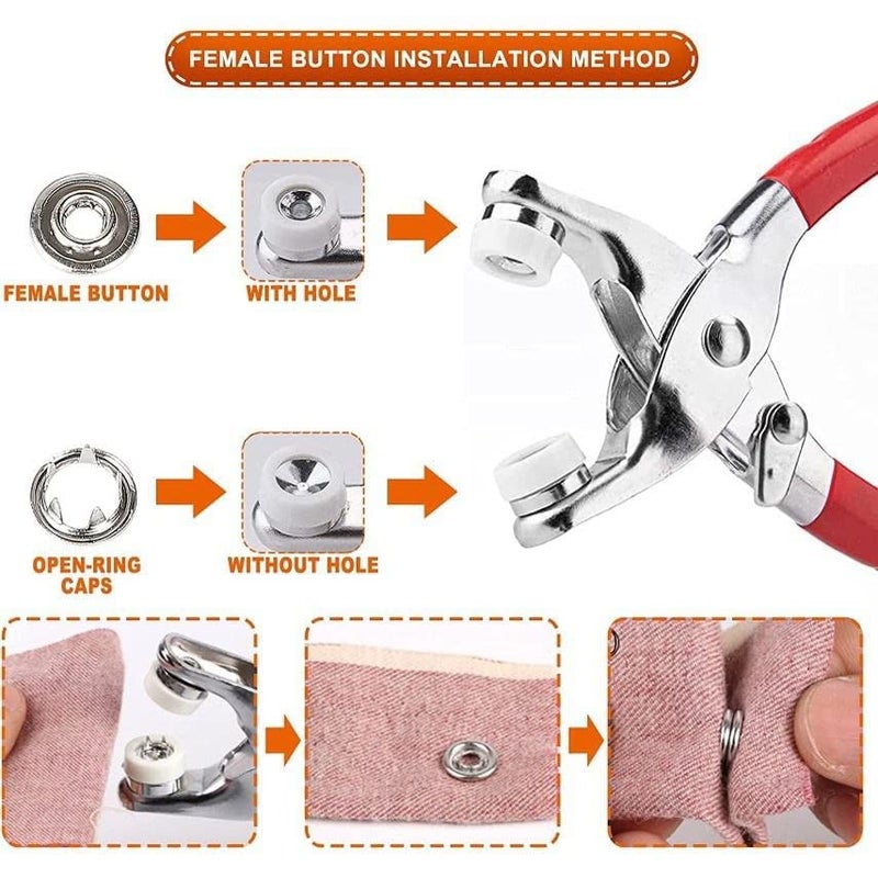 AADIVY Silver Button Premium Snap Fasteners Kit (101 Sets) - Thickened Metal Copper Five Claw Buckle with Hand Pressure Pliers Tool for Clothing Sewing and Crafting - Image 5