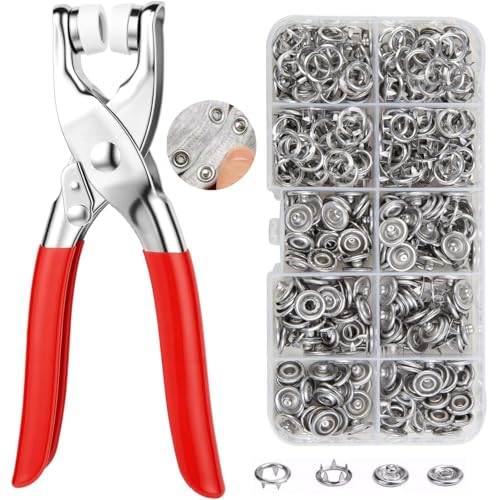 AADIVY Silver Button Premium Snap Fasteners Kit (101 Sets) - Thickened Metal Copper Five Claw Buckle with Hand Pressure Pliers Tool for Clothing Sewing and Crafting - Image 1
