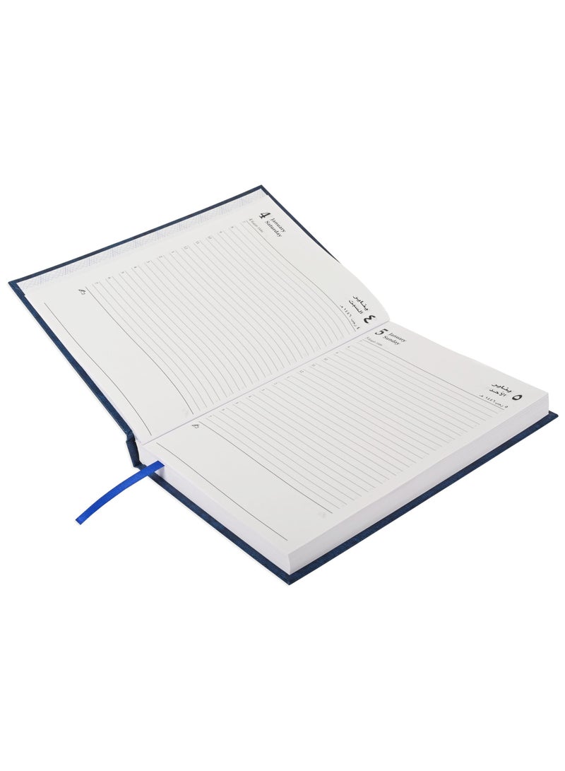 FIS Fis 2025 A5 Diary,Vinyl,  (Arabic/English)  Hard Cover Blue -FSDI21AE25BL  - Image 2