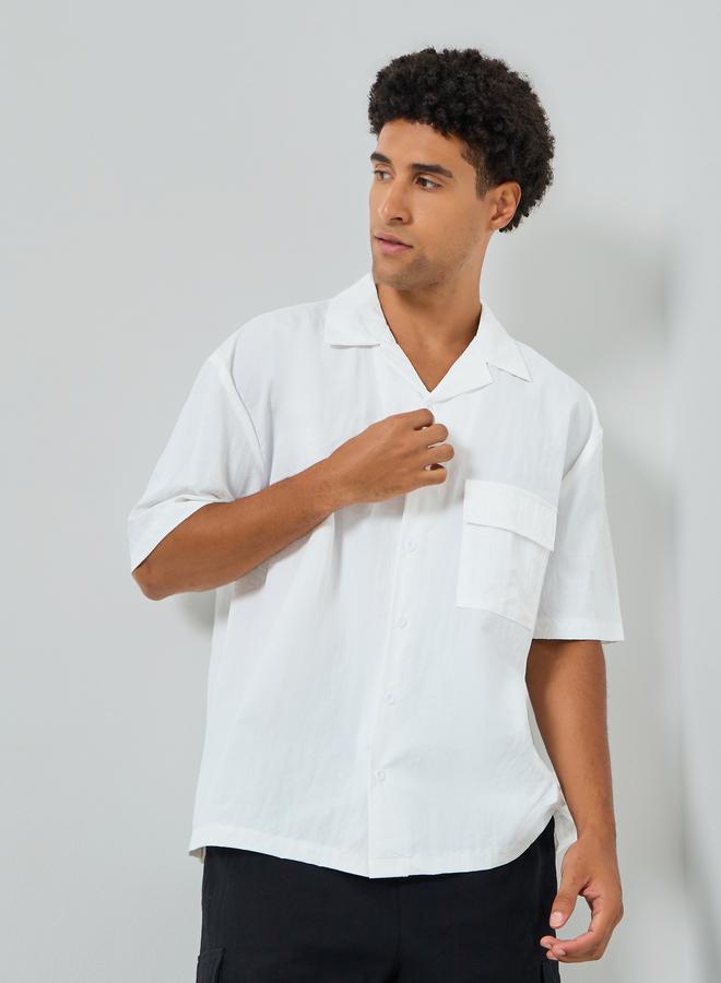 Styli Men White Resort Collar Oversized Shirt - Image 1