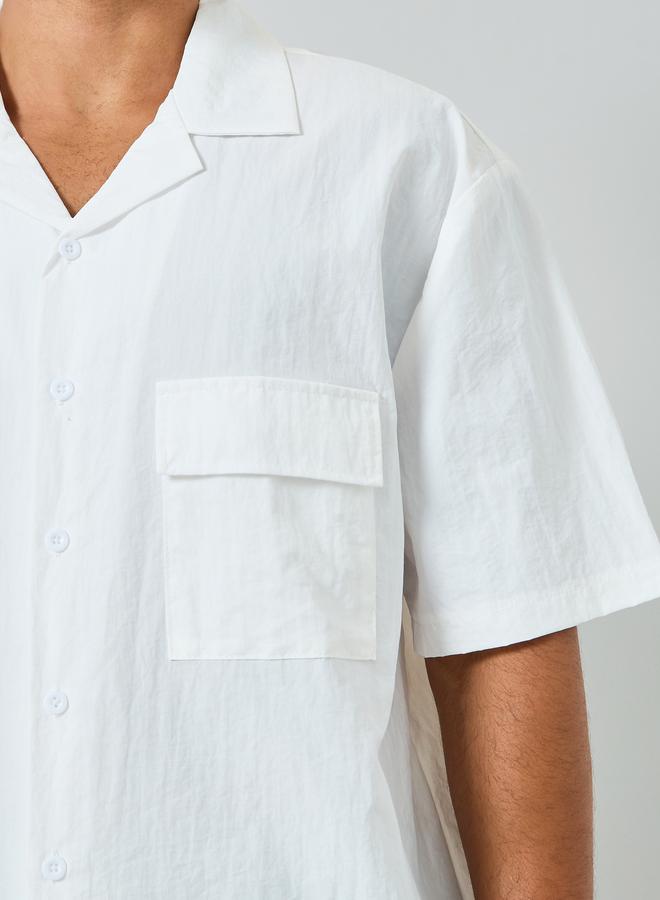 Styli Men White Resort Collar Oversized Shirt - Image 2