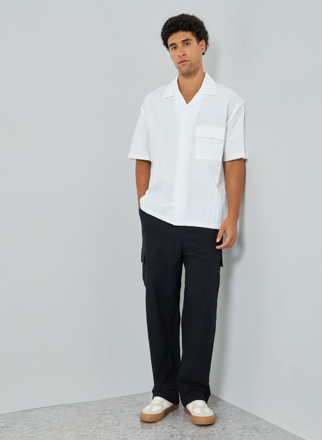 Styli Men White Resort Collar Oversized Shirt - Image 4