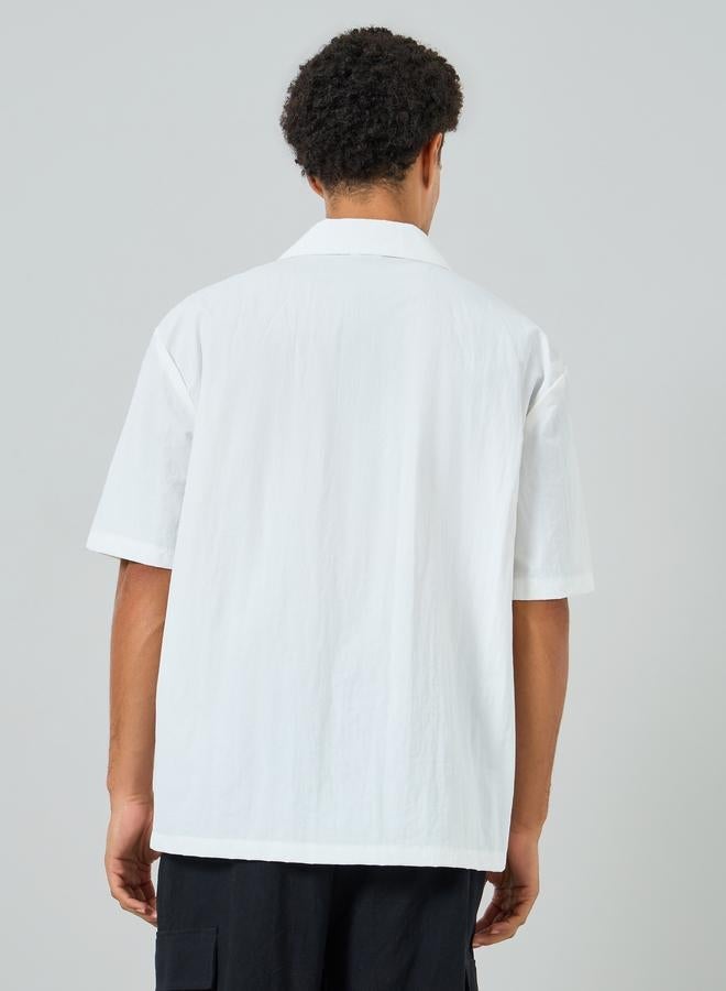 Styli Men White Resort Collar Oversized Shirt - Image 3